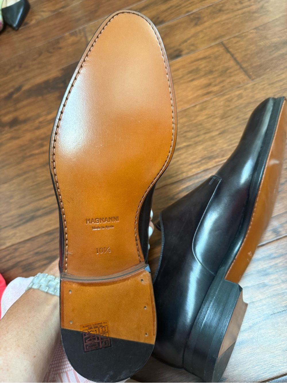 Magnanni Black Double Strap Leather Shoe New 10.5 - Picture 6 of 6